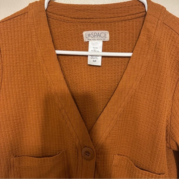 LSPACE Romy Terry Button up Cardigan Sweater in Amber - Picture 3 of 5